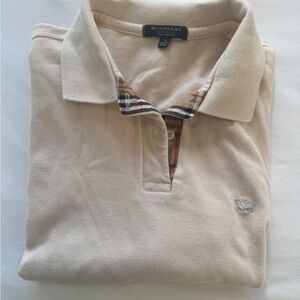 Burberry Beige Polo Shirt with Check Collar